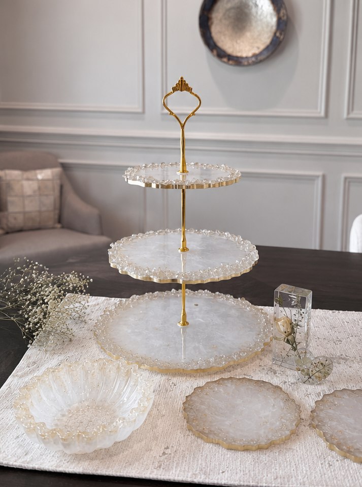 Crystal Elegance resin serving set styled for a wedding
