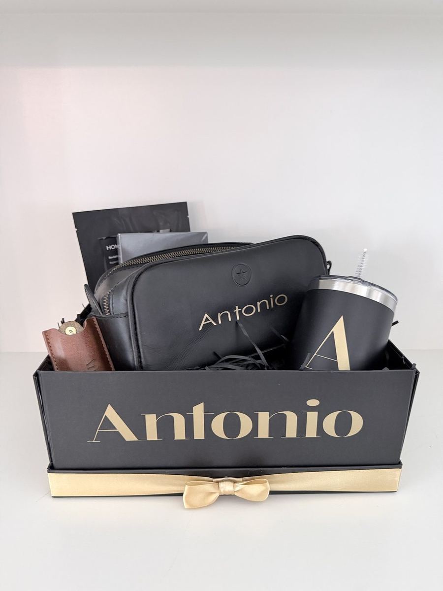 Personalized black and gold gift box for him